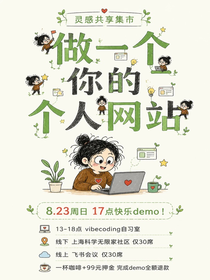 灵感共享集市个人网站工作坊海报